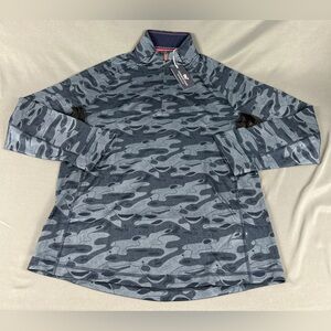 Vineyard Vines Golf Pullover Camo Golf Print 1/4 Zip Medium Blue Polyester